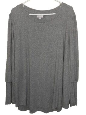 Ava & Viv 3X Women's Plus Size Solid Gray Knit Pullover Sweater Top Soft Ribbed